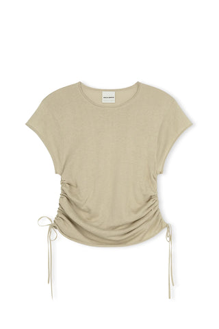 Natural Gathered Knit T Shirt