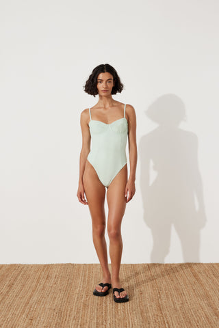 Seaglass Textured Balconette One Piece