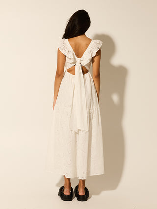 Clove Midi Dress - White Broderie