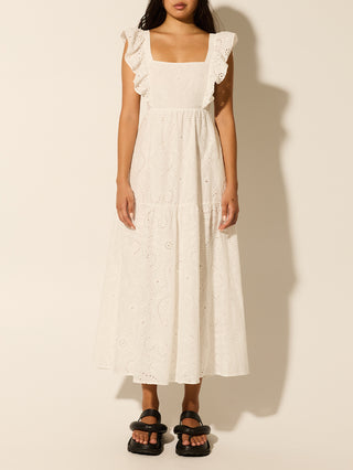 Clove Midi Dress - White Broderie