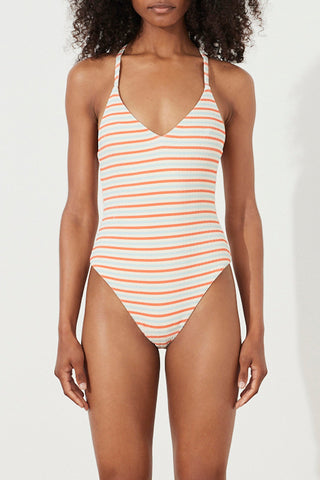 Chilli Stripe Textured One Piece